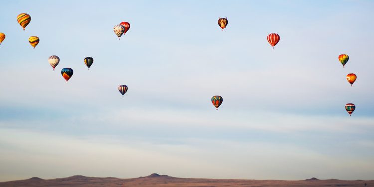Hot air balloons over the desert