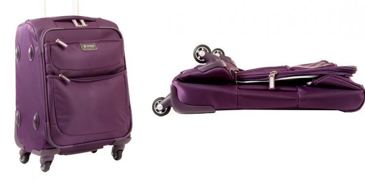 Purple suitcase that collapses.