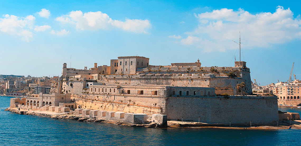 Fort Saint Elmo on the water in Malta