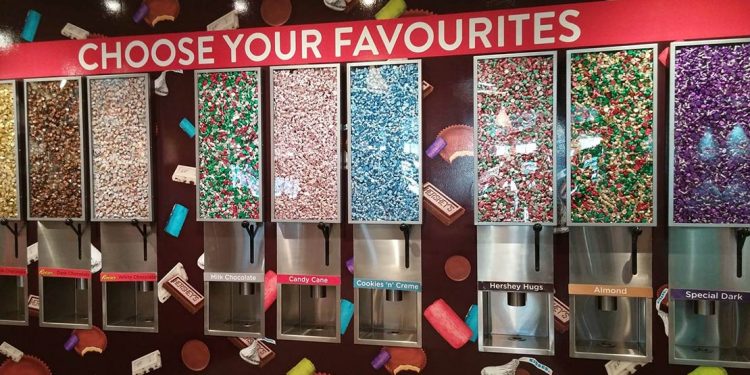 Candy dispensers at Hershey's Chocolate World