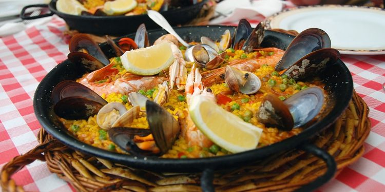 pan of paella in Spain
