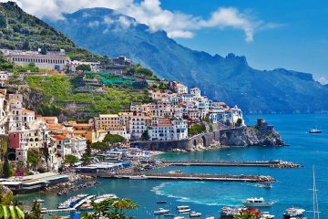 brilliant blue shoreline of the Amalfi Coast