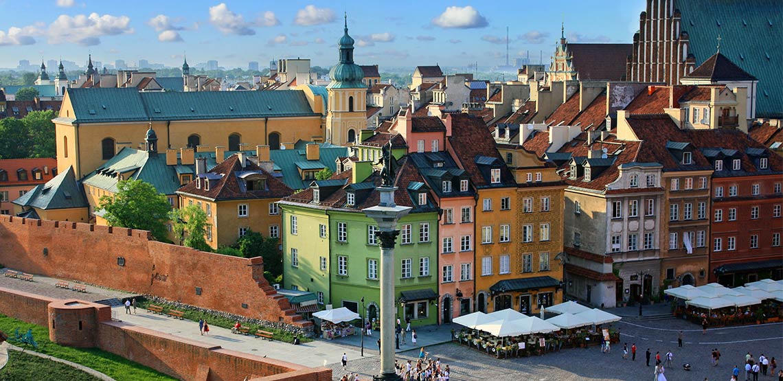 cityscape of colorful Warsaw