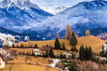 snow covered mountains of Transylvania