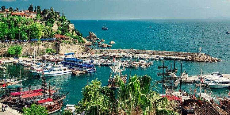 Harbor at town of Antalya in Turkey