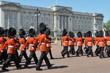 Changing of the guard at Buckingham Palace in London