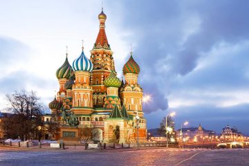 brightly decorated church in Moscow Russia