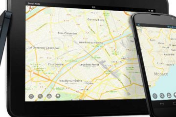 the maps me mobile app shown on several different mobile devices