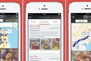 mobile screenshots from TV Food Maps app