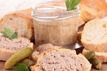 pate spread onto pieces of french bread
