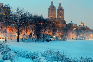 new york city in winter with snow on the ground