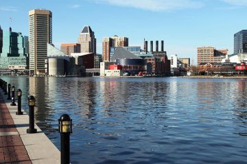 view of baltimore, MD, USA harborfront