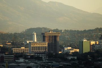 city of san salvador, el salvador with mountains in the background