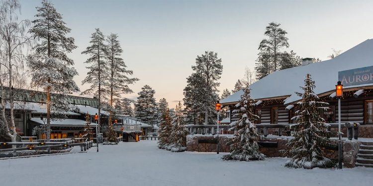The snow covered Santa Claus Village in Finland