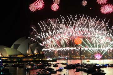 fireworks display over sydney, australia