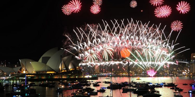 fireworks display over sydney, australia