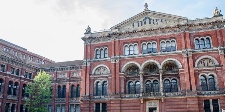 The exterior of the historic Victoria and Albert Museum building