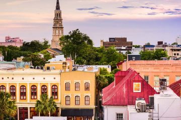 The charming city of Charleston is basking in the end of a sunset