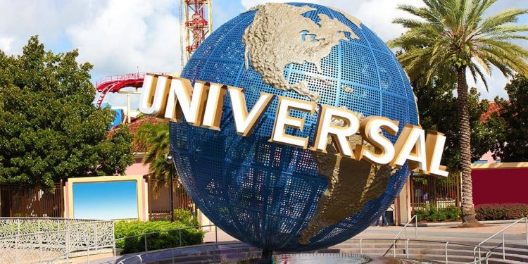 The famous Universal Studios globe statue