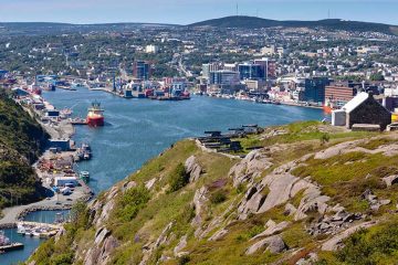 Hill overlooking the harbor in St. John's.