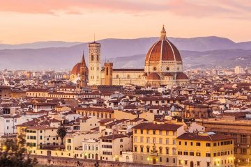 The city of Florence at sunrise.