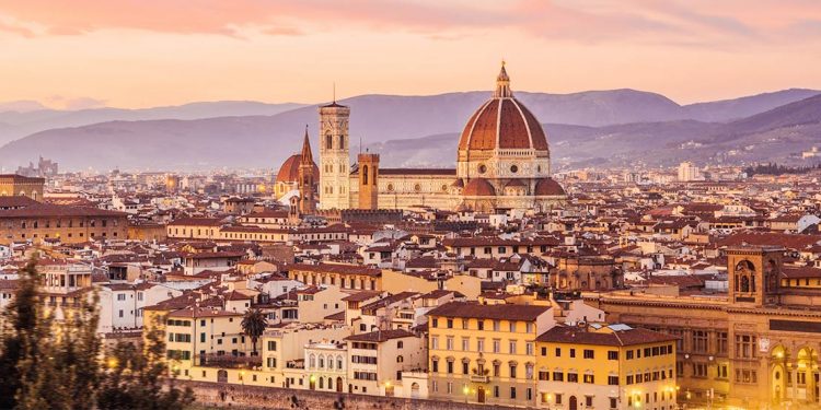 The city of Florence at sunrise.