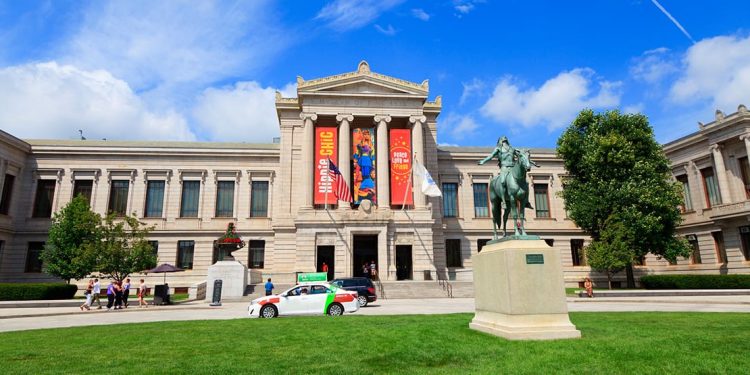The front exterior of Boston's Museum of Fine Arts.