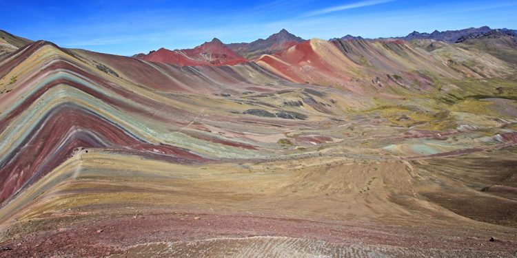 coloured rainbow mountain in Peru