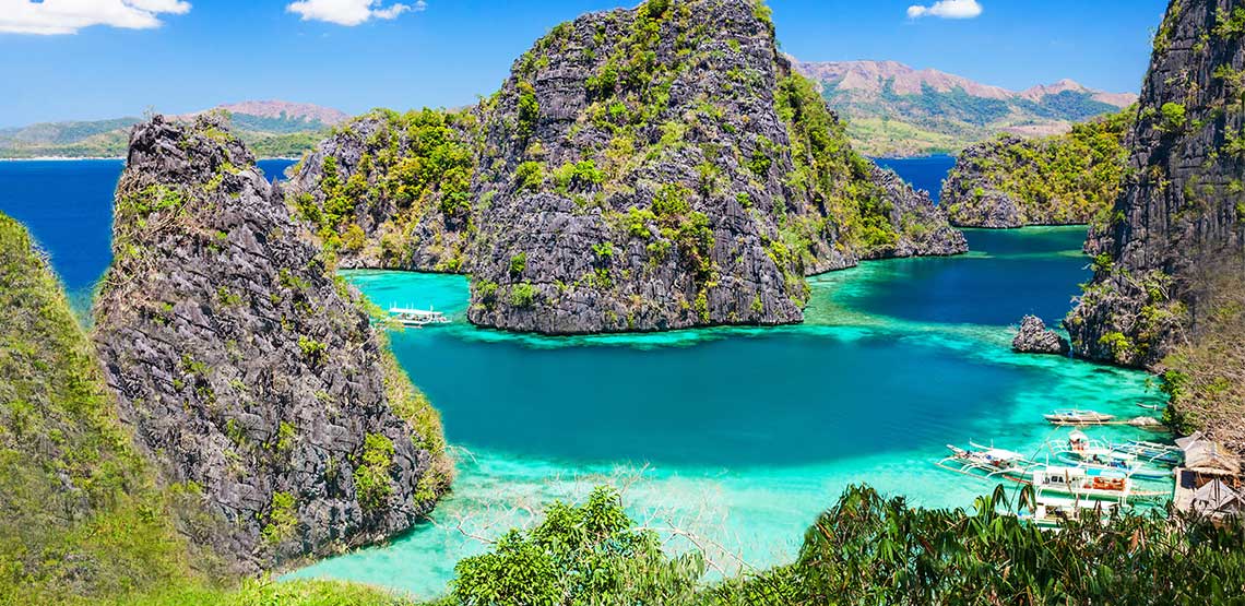 A green lagoon near Coron Island in the Philippines