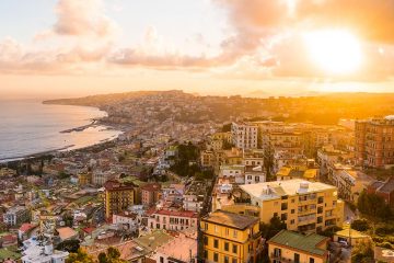 Overhead look at coast of Naples, Italy