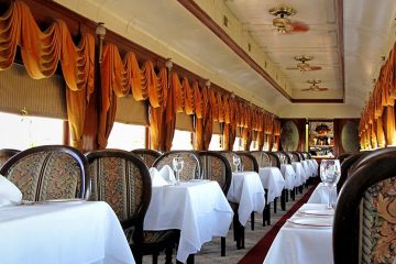 Dining car on a train