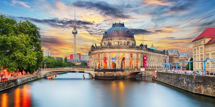 Museum Island at the crossroad of a river.