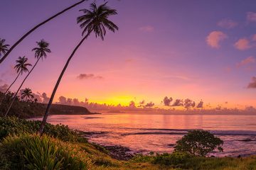 Beach at sunset in Samoa