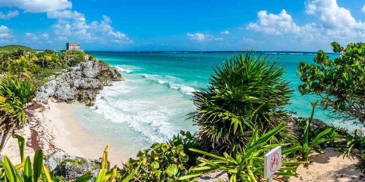 A view of Tulum ruins in Mexico