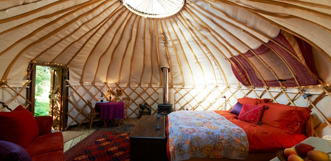 interior of a yurt, another option for glamping