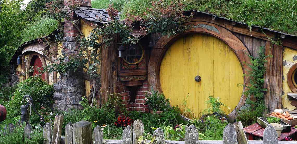 Yellow door of hobbit hole