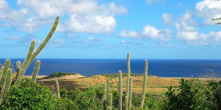 Aeriel view over Shete Boka National Park on Curaçao.