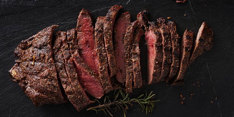 Steak cut into strips