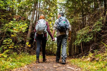 Couple hiking in the woods