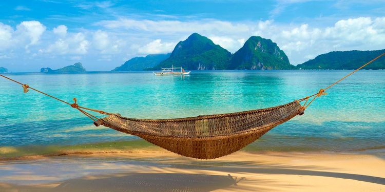 Hammock on a beach in the Philippines