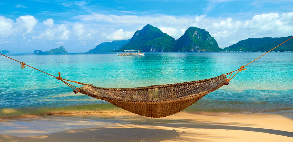 Hammock on a beach in the Philippines