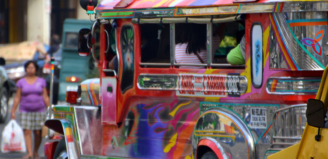 Colorfully painted jeepney in the Philippines.