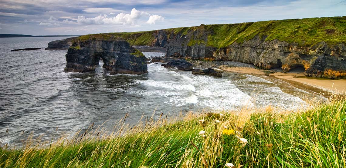 Rocky cliffs along coast of Ireland
