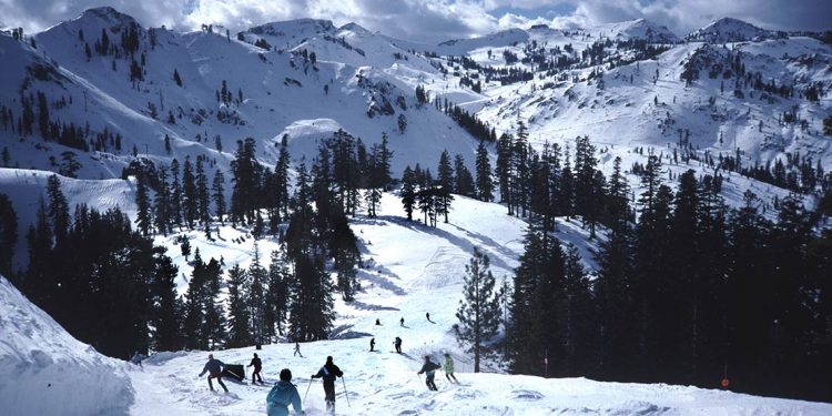 Photo of skiers at Squaw Valley in California during winter