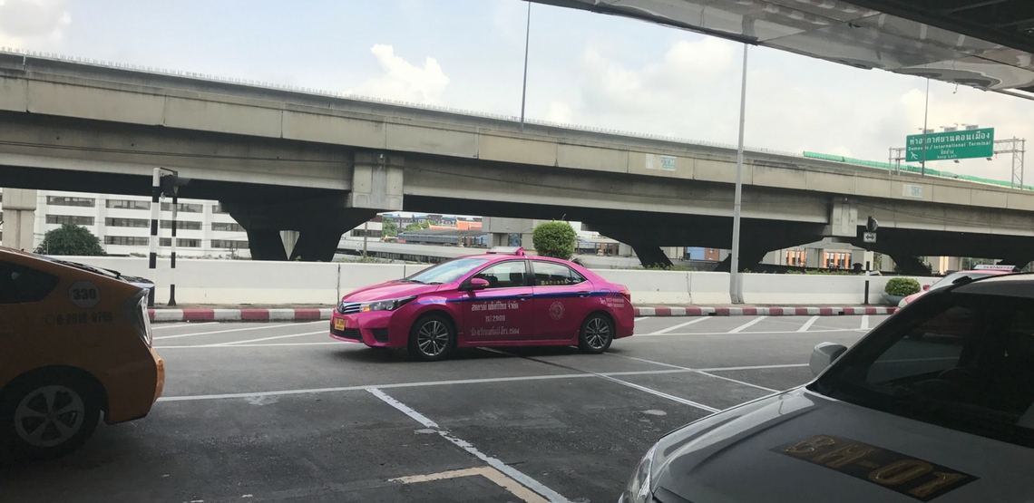 A pink taxi in Bangkok