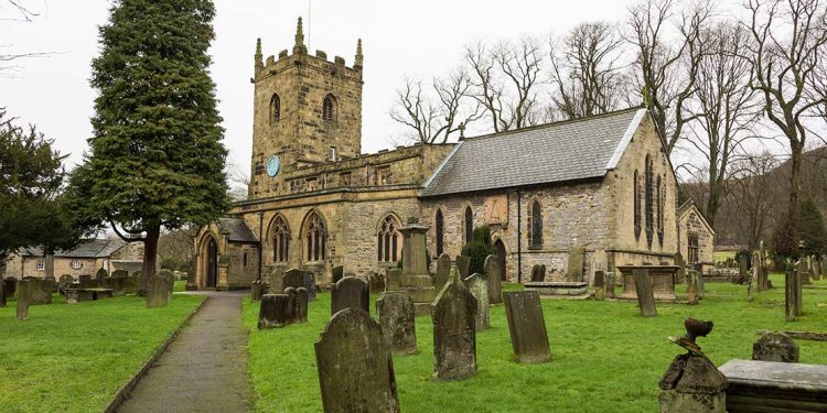 Cemetery and church in Eyam, Derbyshire