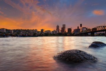 Portland skyline over the river