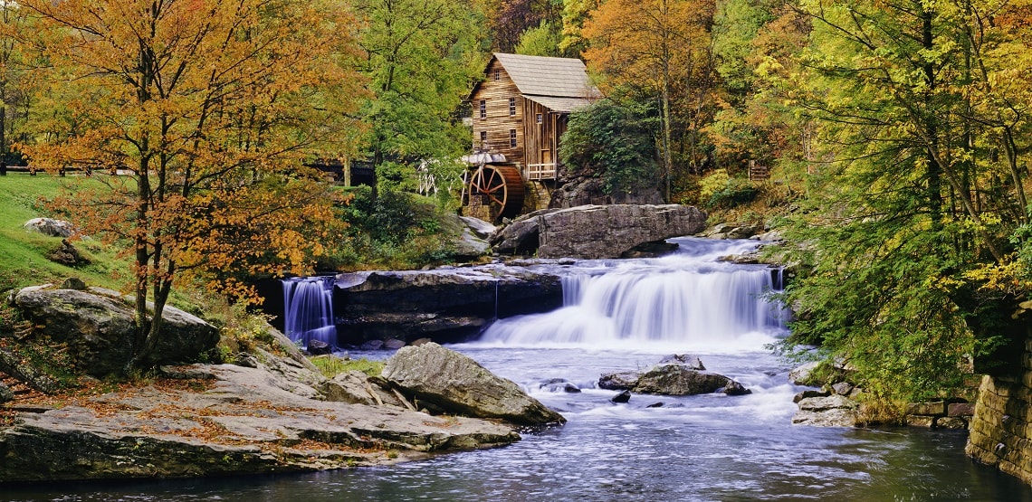 Rustic Glade Creek Mill in Babcock State Park, West Virginia