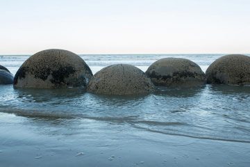 Spherical rocks in water