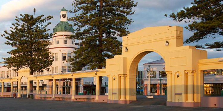 The New Napier Arch and The Dome in Napier's city center
